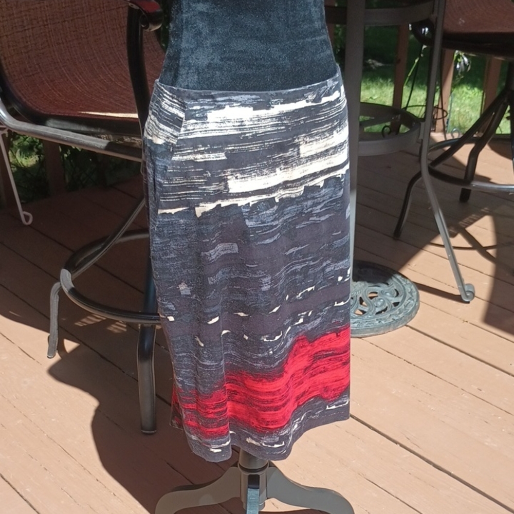 Etcetera Black and Red Midi Pencil Skirt Casual
